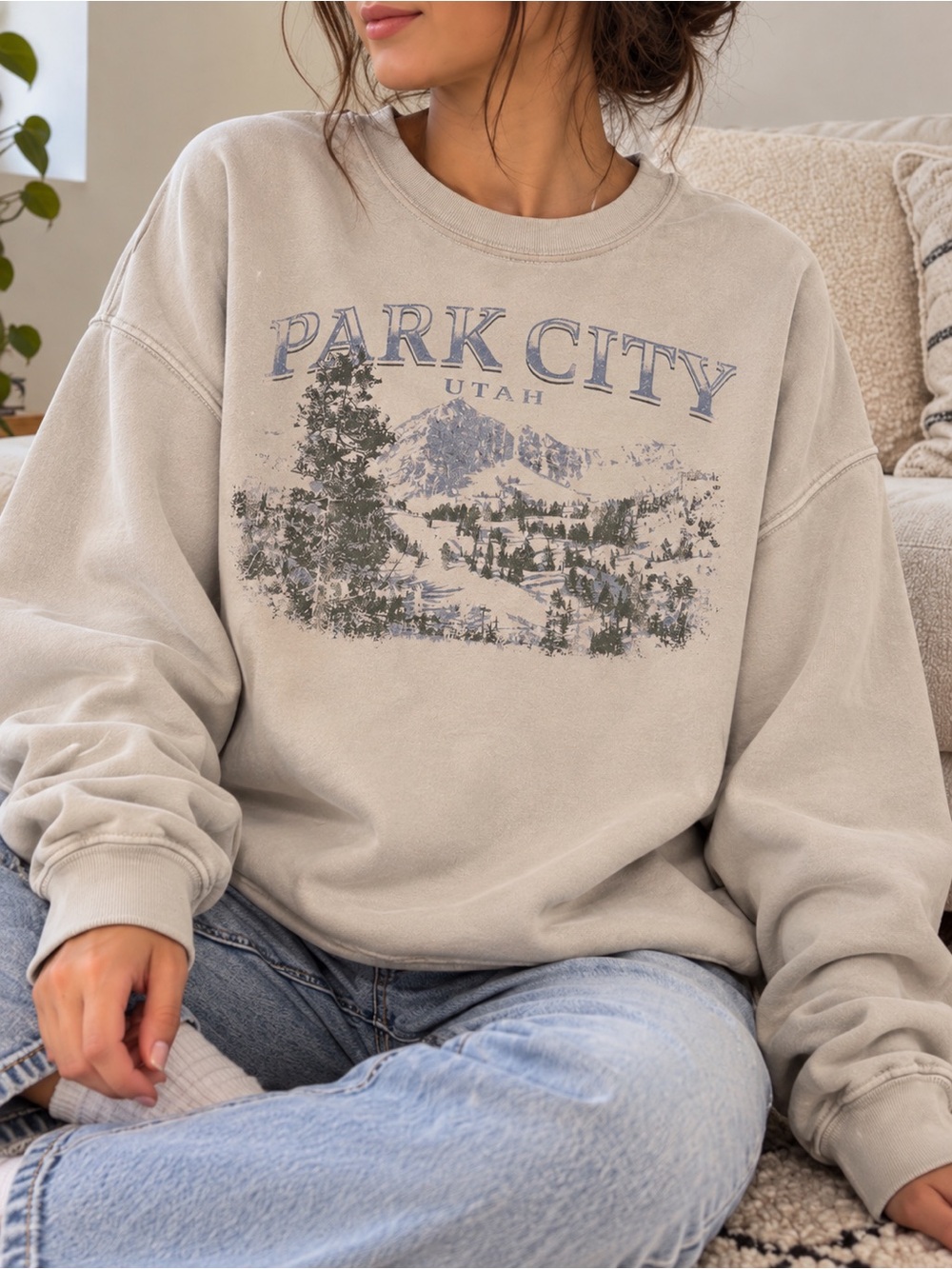 State of Mine Park City Utah Graphic Crewneck Sweatshirt XL Gray